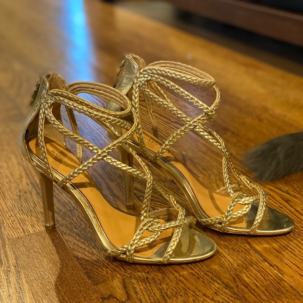 Badgley Mischka Gold Braided Heels